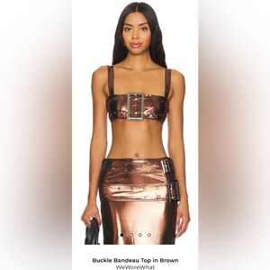 WeWoreWhat Metallic Bronze Buckle Bandeau Top